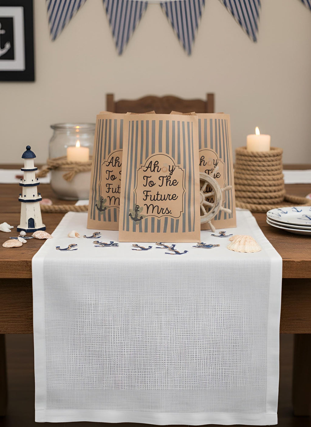 Ahoy To The Future Mrs." Bridal Shower Decor Kit | Nautical Bachelorette Party Set | Signs, Balloons, Favor Bags and More