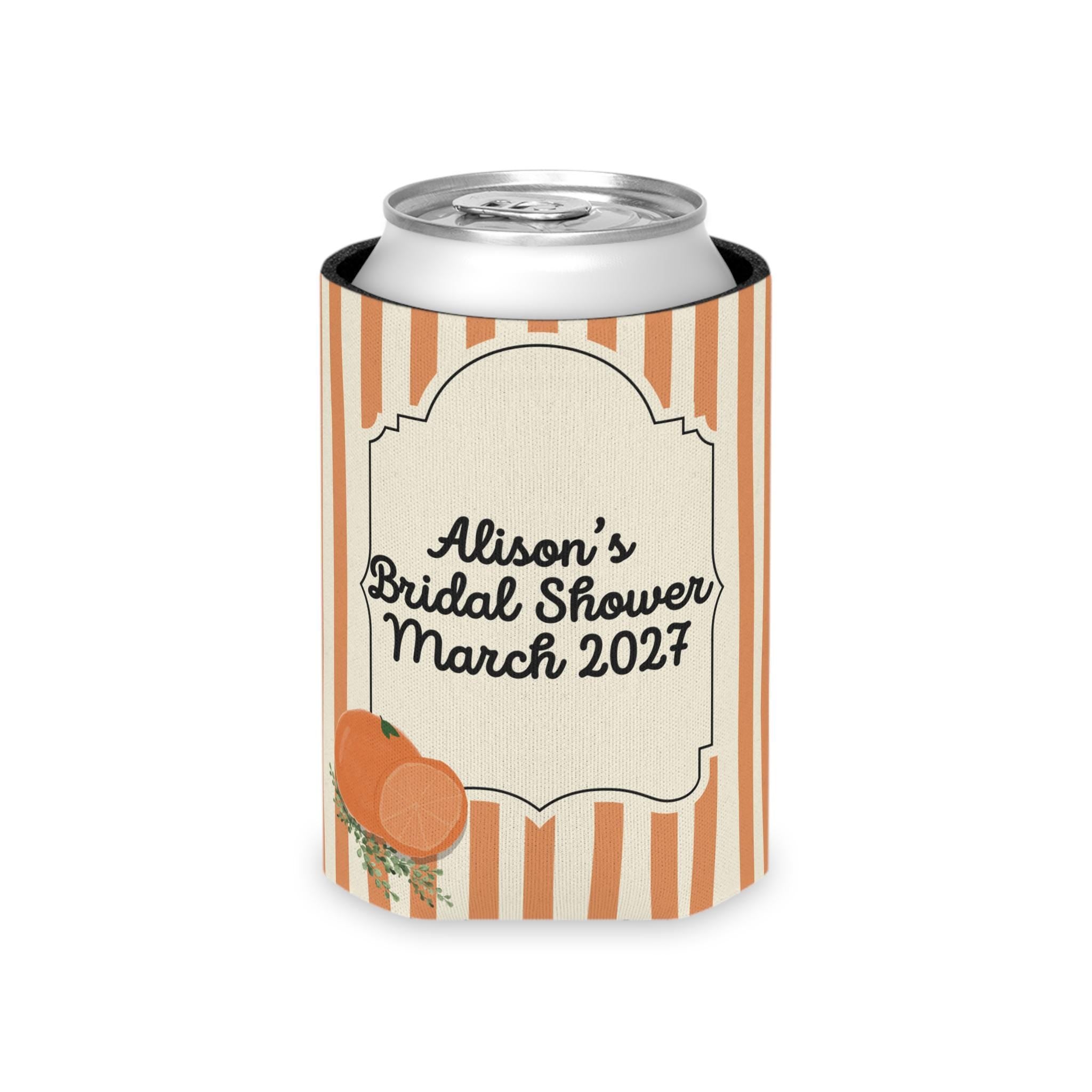 Personalized Orange You Glad She Said Yes? Can Cooler Custom Engagement Can Sleeve, Slim and Regular Can Sizes
