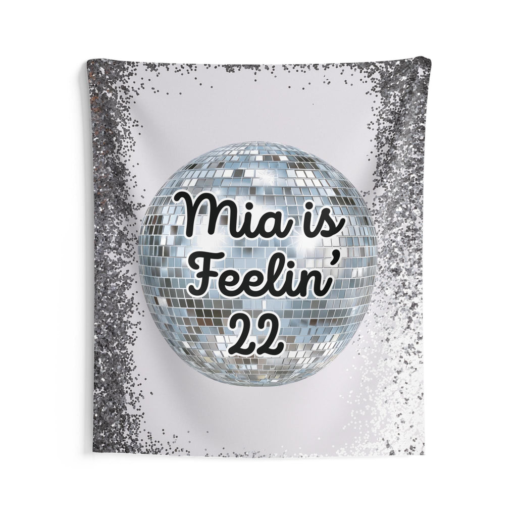 Personalized "Feeling 22" Tapestry Banner Silver Polyester Wall Hanging Backdrop, 4 Sizes