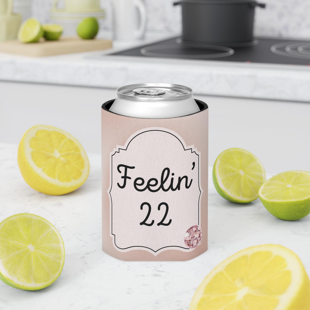 Personalized Feeling 22 Can Cooler Rose Gold, Gold, Silver Custom Can Sleeve, Slim and Regular Sizes