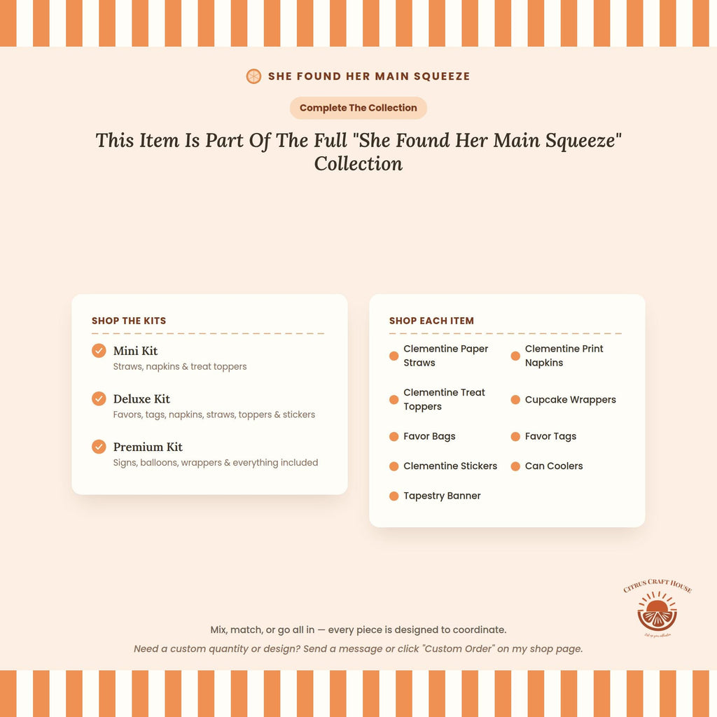 She Found Her Main Squeeze Favor Bags, Set of 12 – 6x9 Flat Kraft Paper Bags for Bridal Shower & Bachelorette Favors