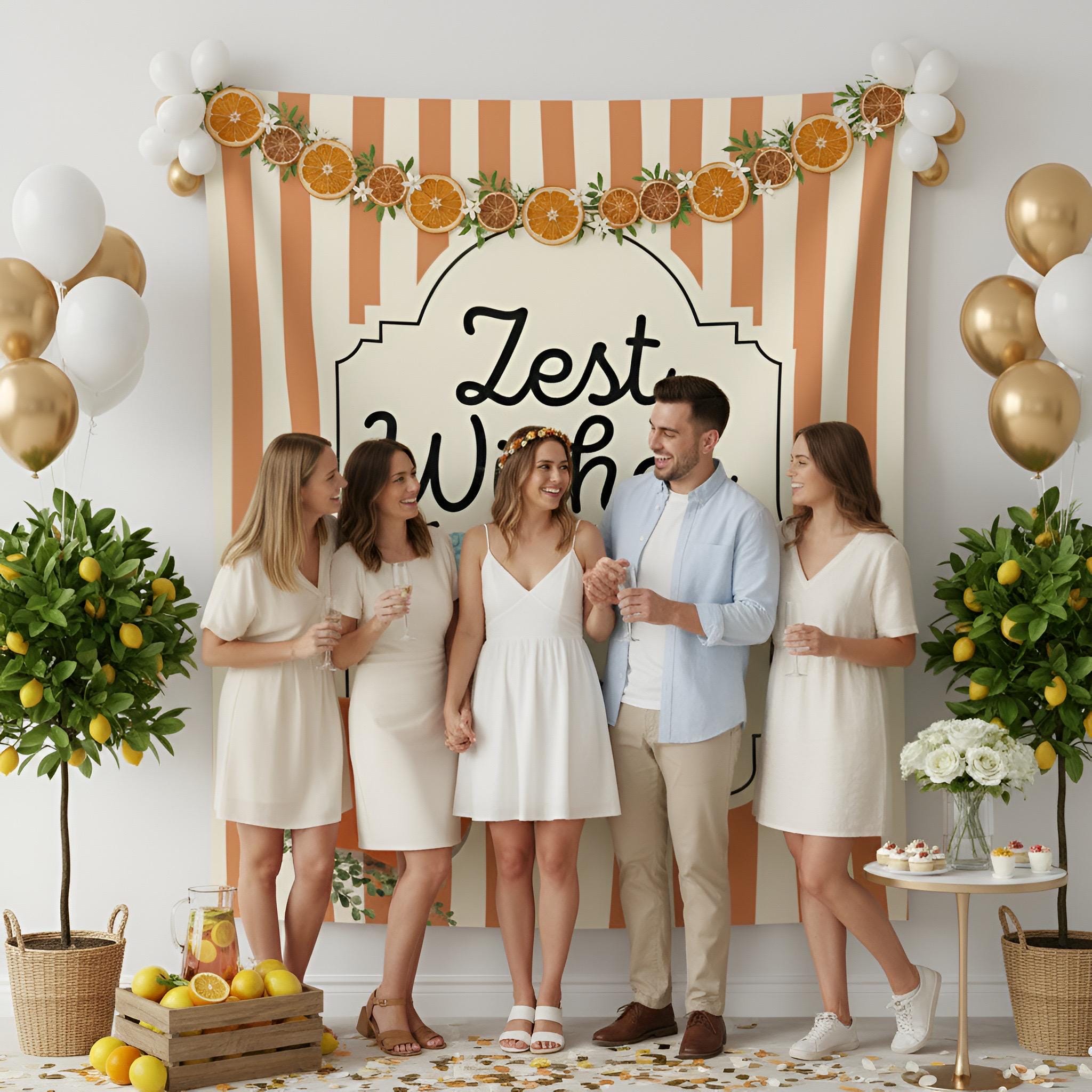 Personalized Zest Wishes for the Mrs Tapestry Banner Polyester Wall Hanging Backdrop, 4 Sizes for Bridal Shower