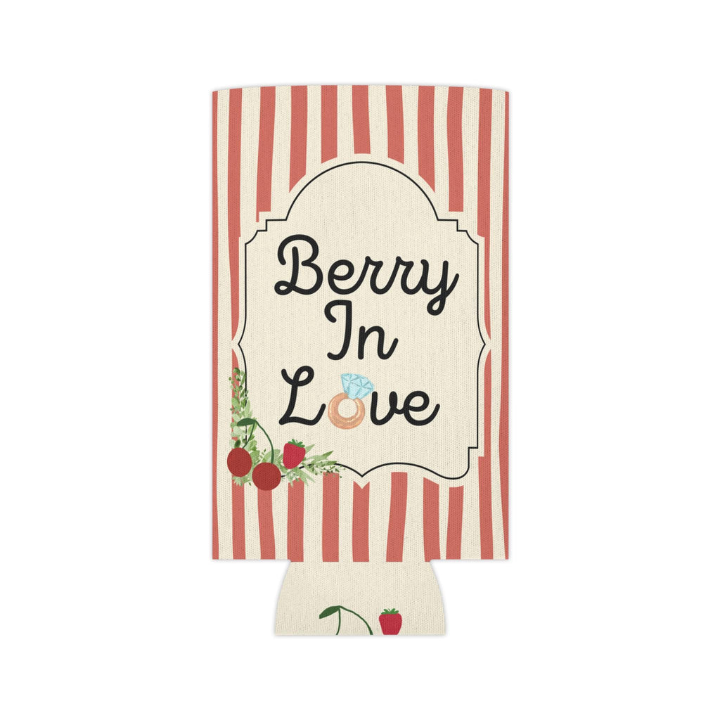 Personalized "Berry In Love" Can Cooler Custom Bachelorette Can Sleeve, Slim & Regular Can Sizes