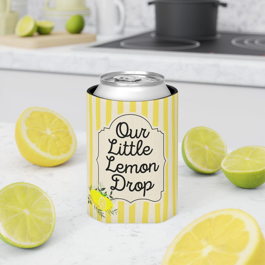 Personalized Our Little Lemon Drop Can Cooler Custom Baby Shower Can Sleeve, Slim and Regular Can Sizes