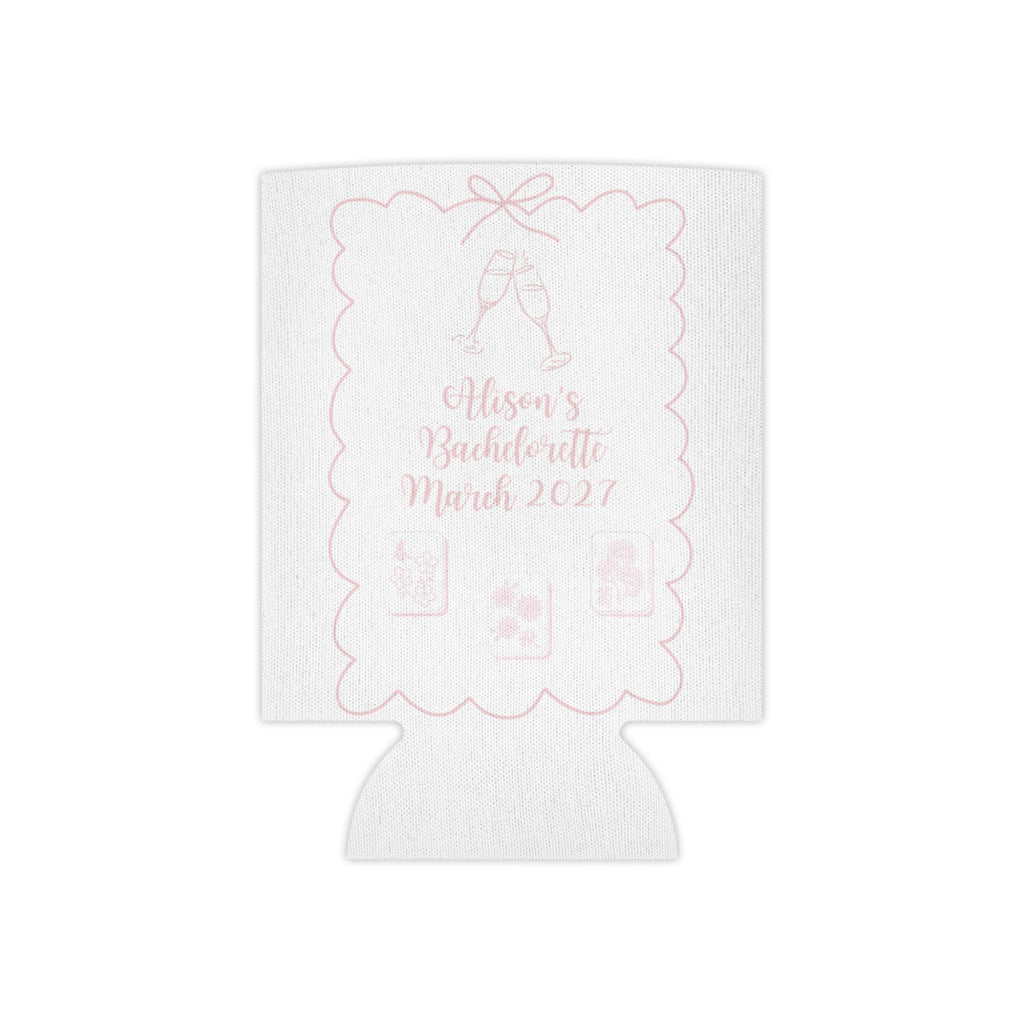 Personalized Mahjong and Mimosas Can Cooler Custom Can Sleeve in Sage Green, Light Pink or Light Blue
