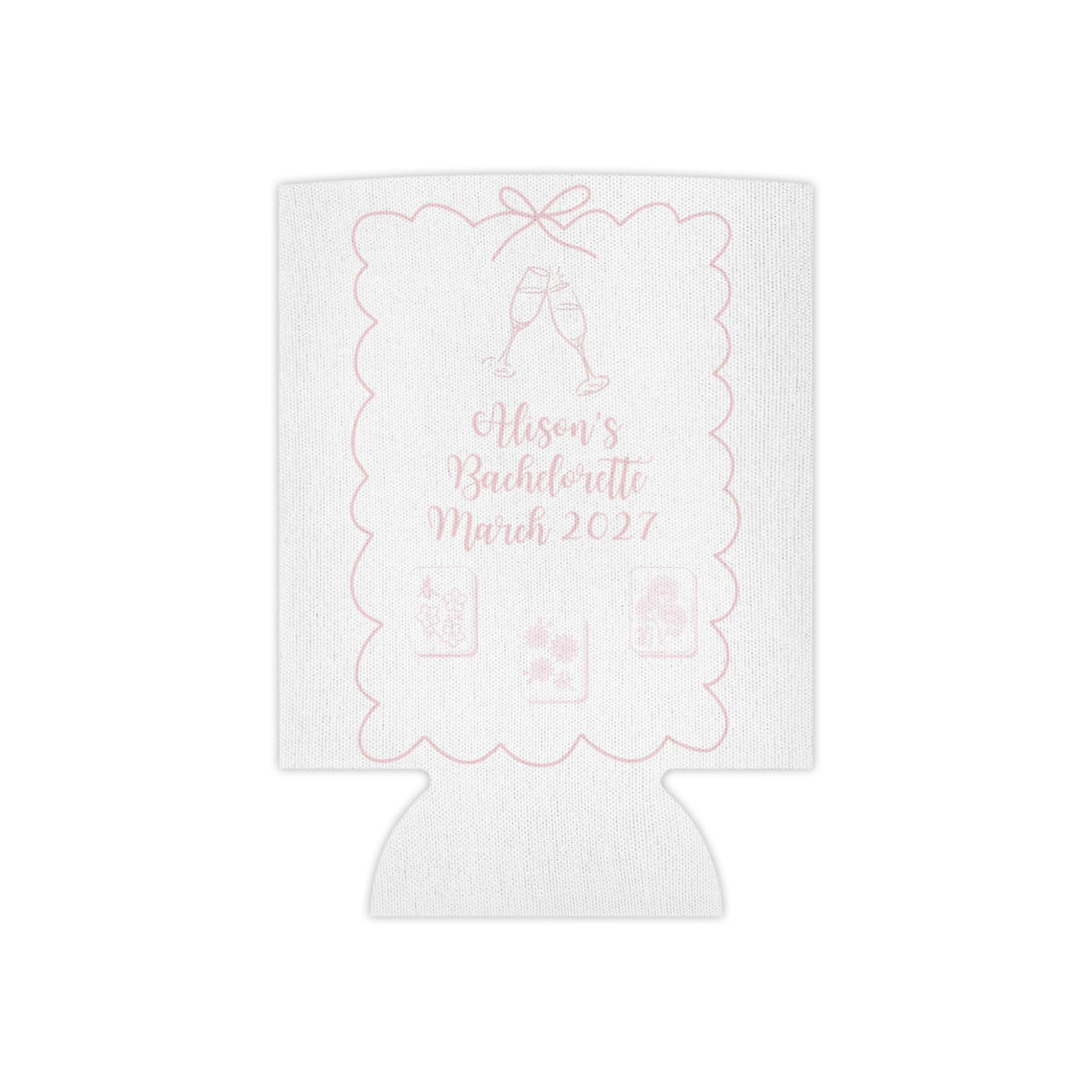 Personalized Mahjong and Mimosas Can Cooler Custom Can Sleeve in Sage Green, Light Pink or Light Blue