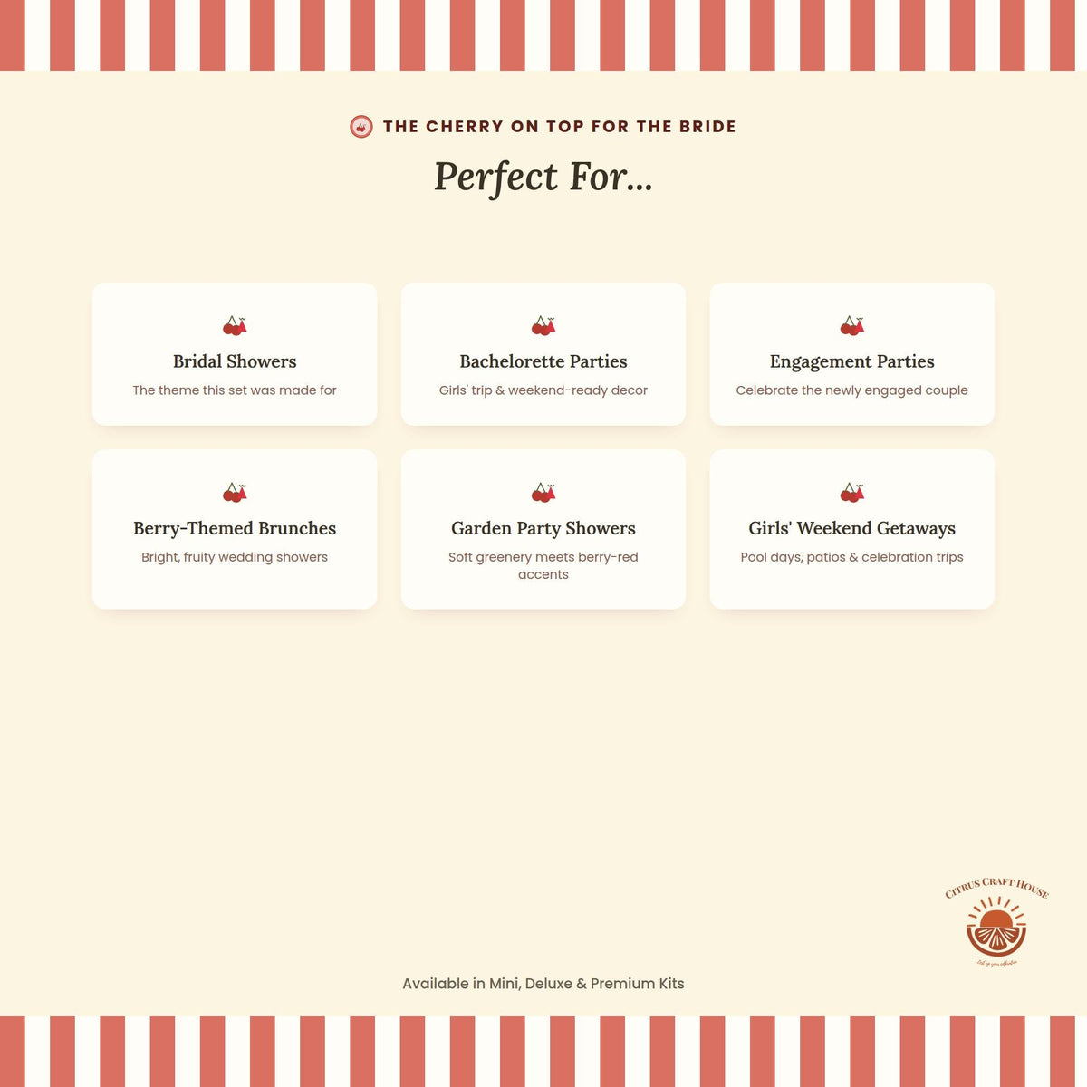 The Cherry On Top For The Bride" Favor Bags, Set of 12 – 6x9 Flat Kraft Paper Bags for Bridal Shower and Bachelorette Favors