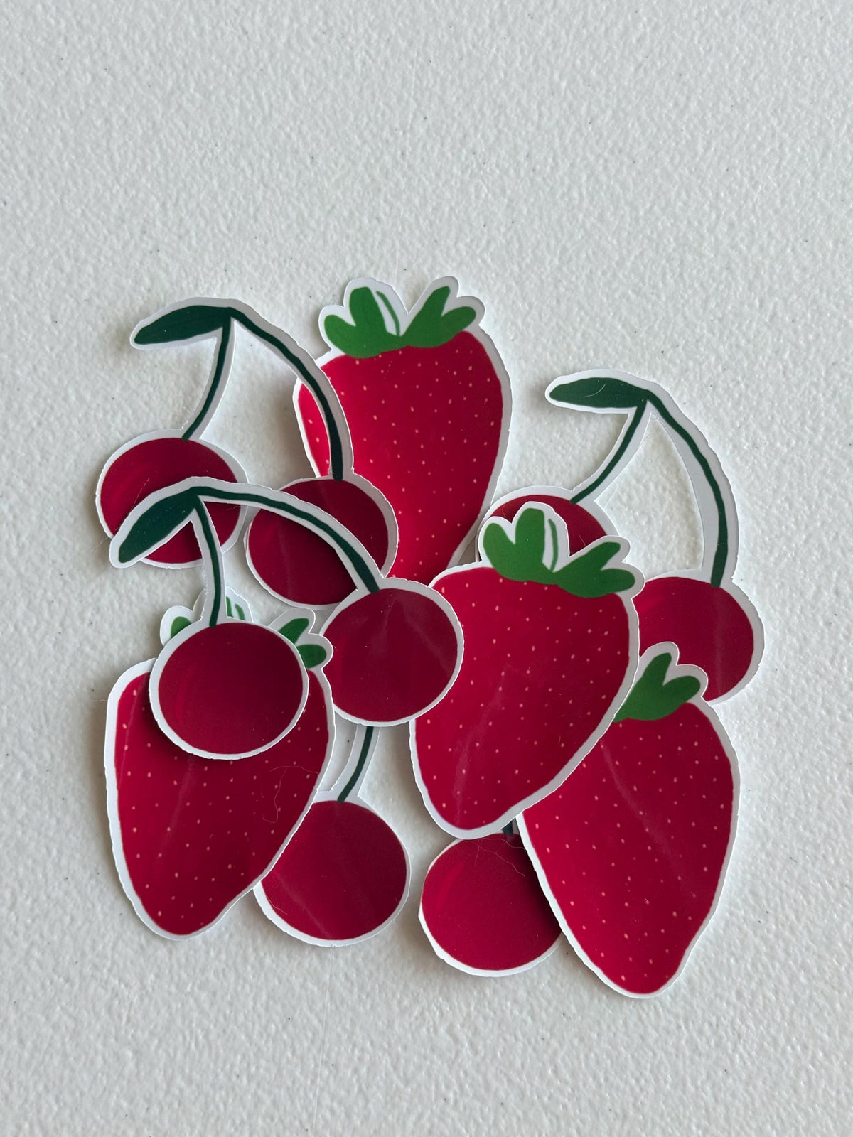 Berry Stickers, Set of 12 – Die-Cut Cherry and Strawberry Print Stickers for Favor Bags, Party Favors & Table Scatter