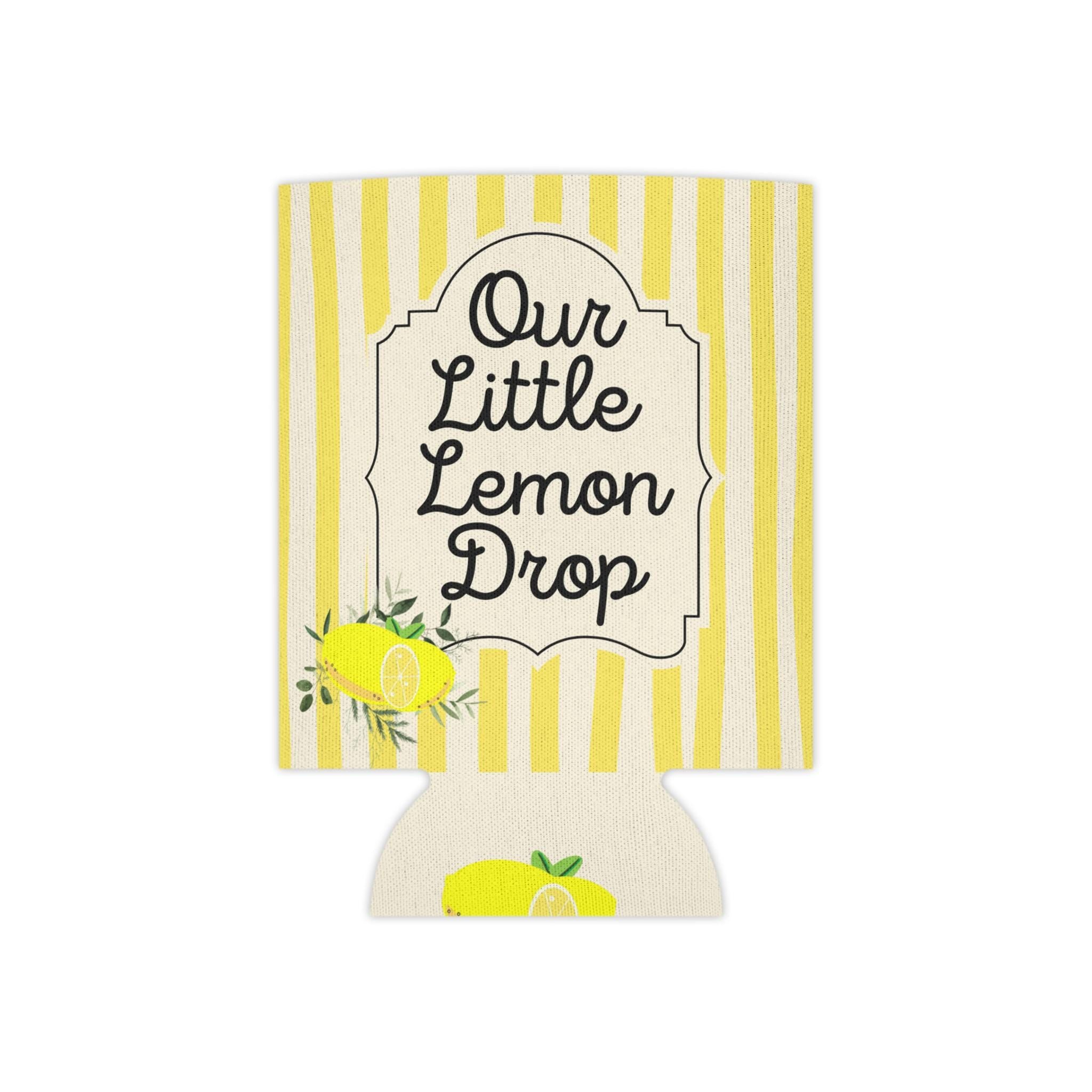 Personalized Our Little Lemon Drop Can Cooler Custom Baby Shower Can Sleeve, Slim and Regular Can Sizes