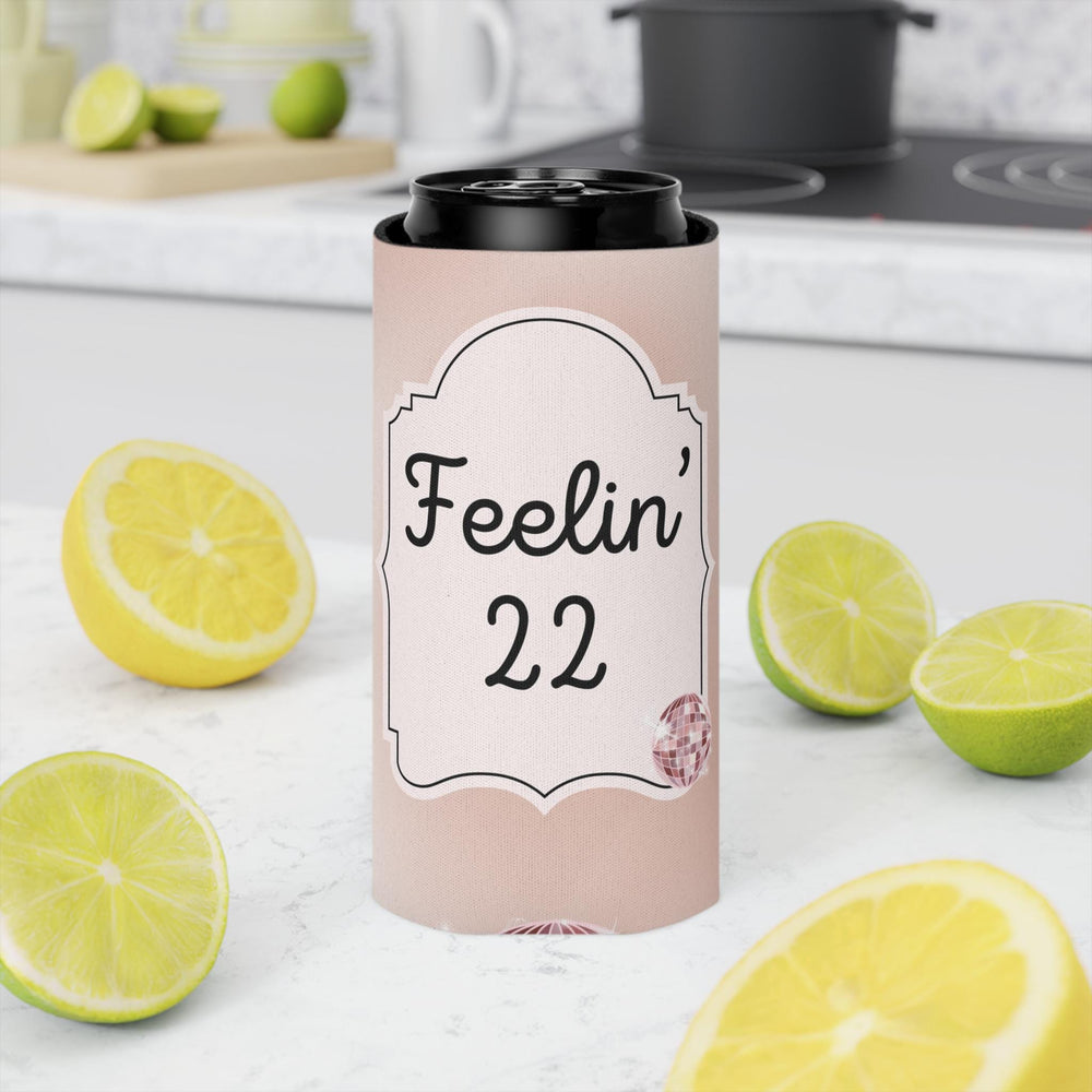 Personalized Feeling 22 Can Cooler Rose Gold, Gold, Silver Custom Can Sleeve, Slim and Regular Sizes