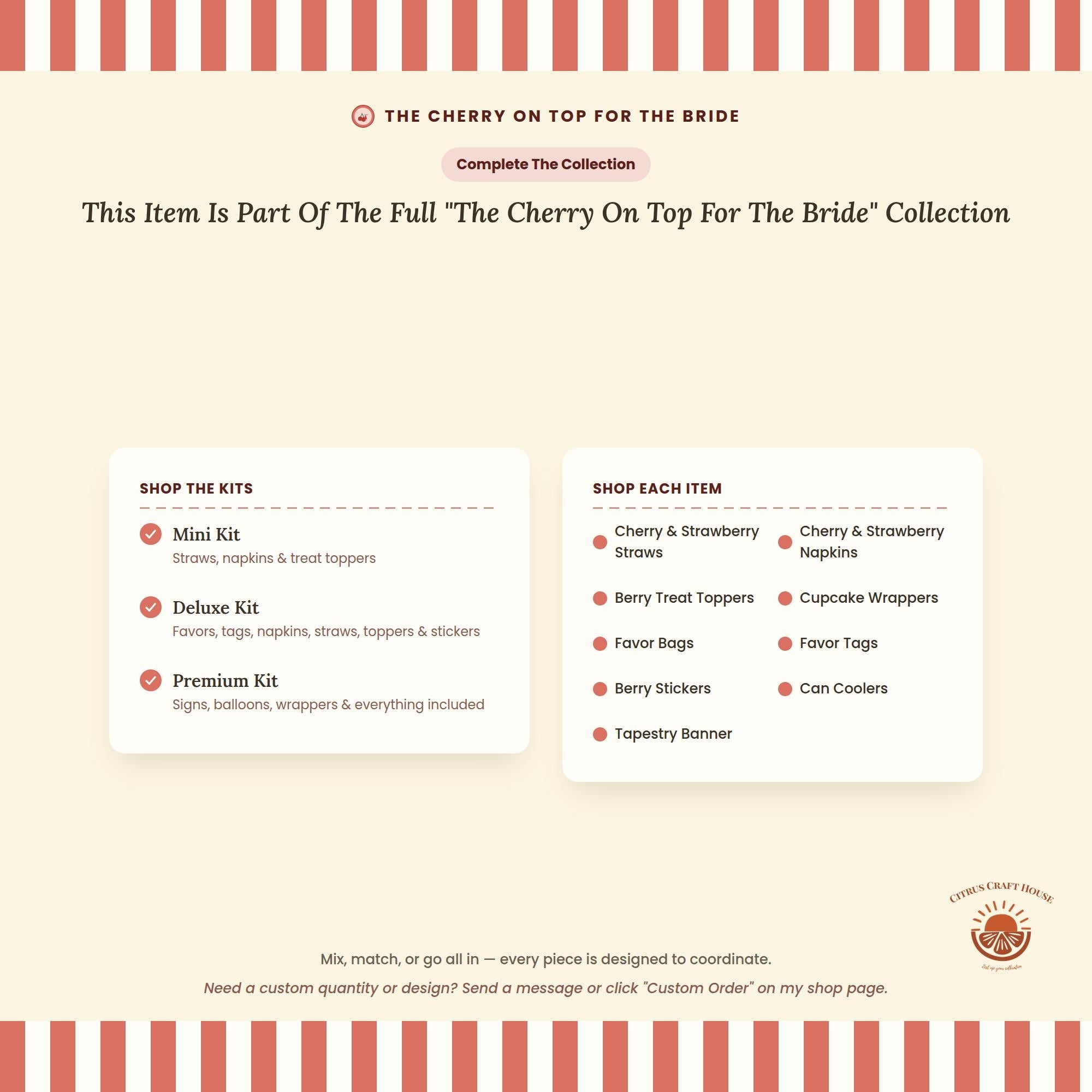 Cherry & Strawberry Paper Straws, Set of 12 – Glitter Topper Straws for Baby Shower, Bridal Shower and Berry Party
