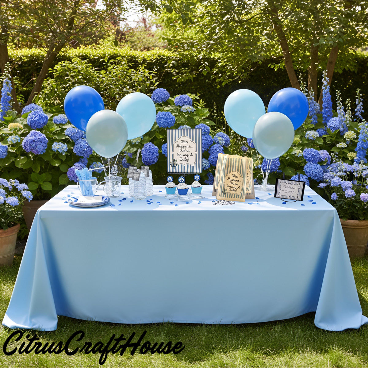 Ship Happens... We're Having A Baby! Baby Shower Decor Kit | Nautical Baby Sprinkle Party Set | Signs, Balloons, Favor Bags and  More