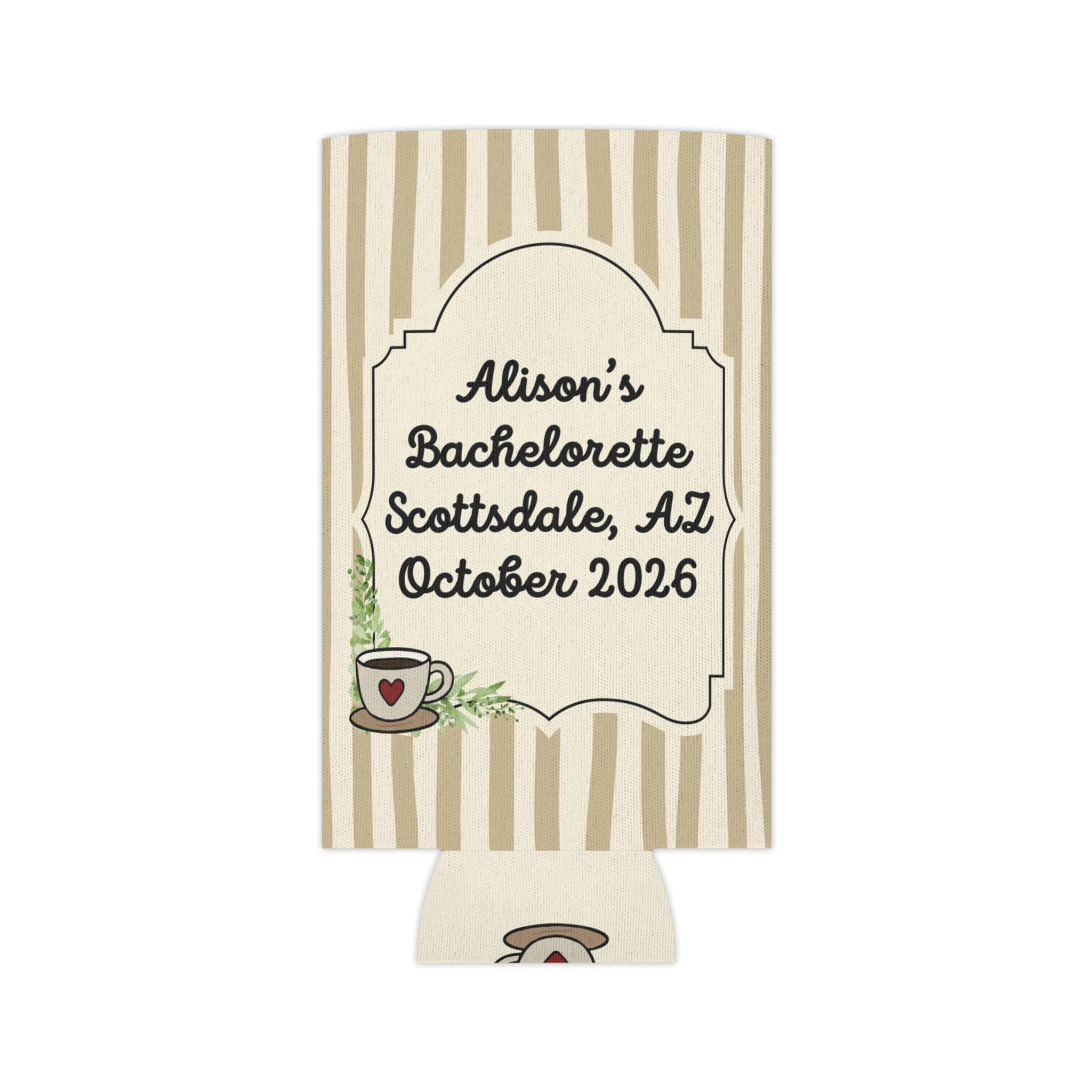 Personalized A Latte of Love Can Cooler Custom Bachelorette Bridal Can Sleeve Slim and Regular Can Sizes
