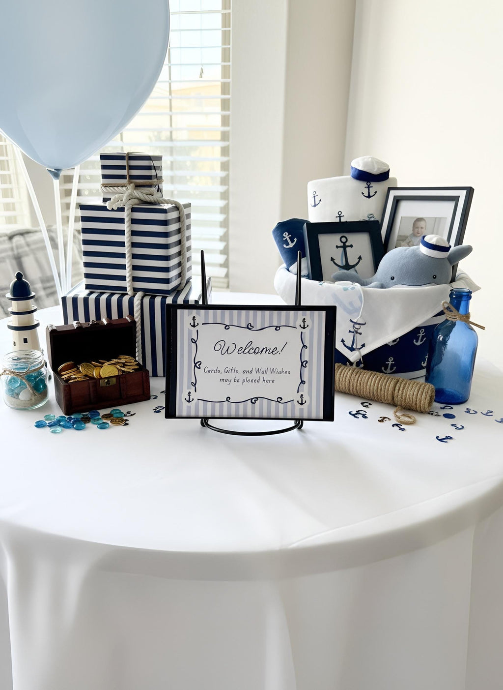 Ship Happens... We're Having A Baby! Baby Shower Decor Kit | Nautical Baby Sprinkle Party Set | Signs, Balloons, Favor Bags and  More