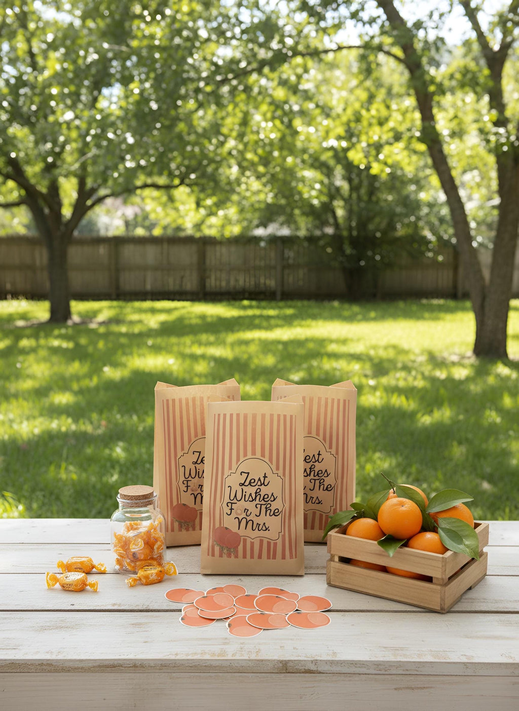 Zest Wishes for the Mrs. Favor Bags, Set of 12 – 6x9 Flat Kraft Paper Bags for Bridal Shower & Bachelorette Favors