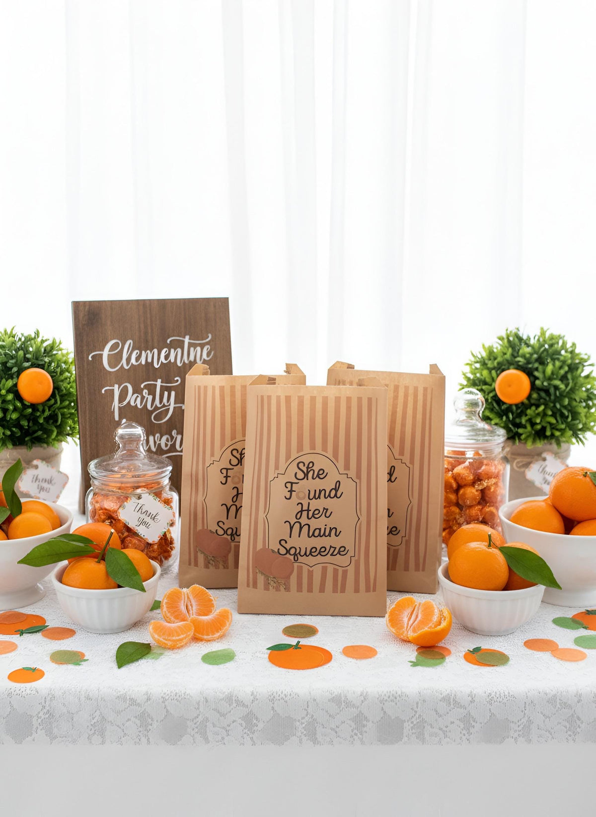 She Found Her Main Squeeze Favor Bags, Set of 12 – 6x9 Flat Kraft Paper Bags for Bridal Shower & Bachelorette Favors