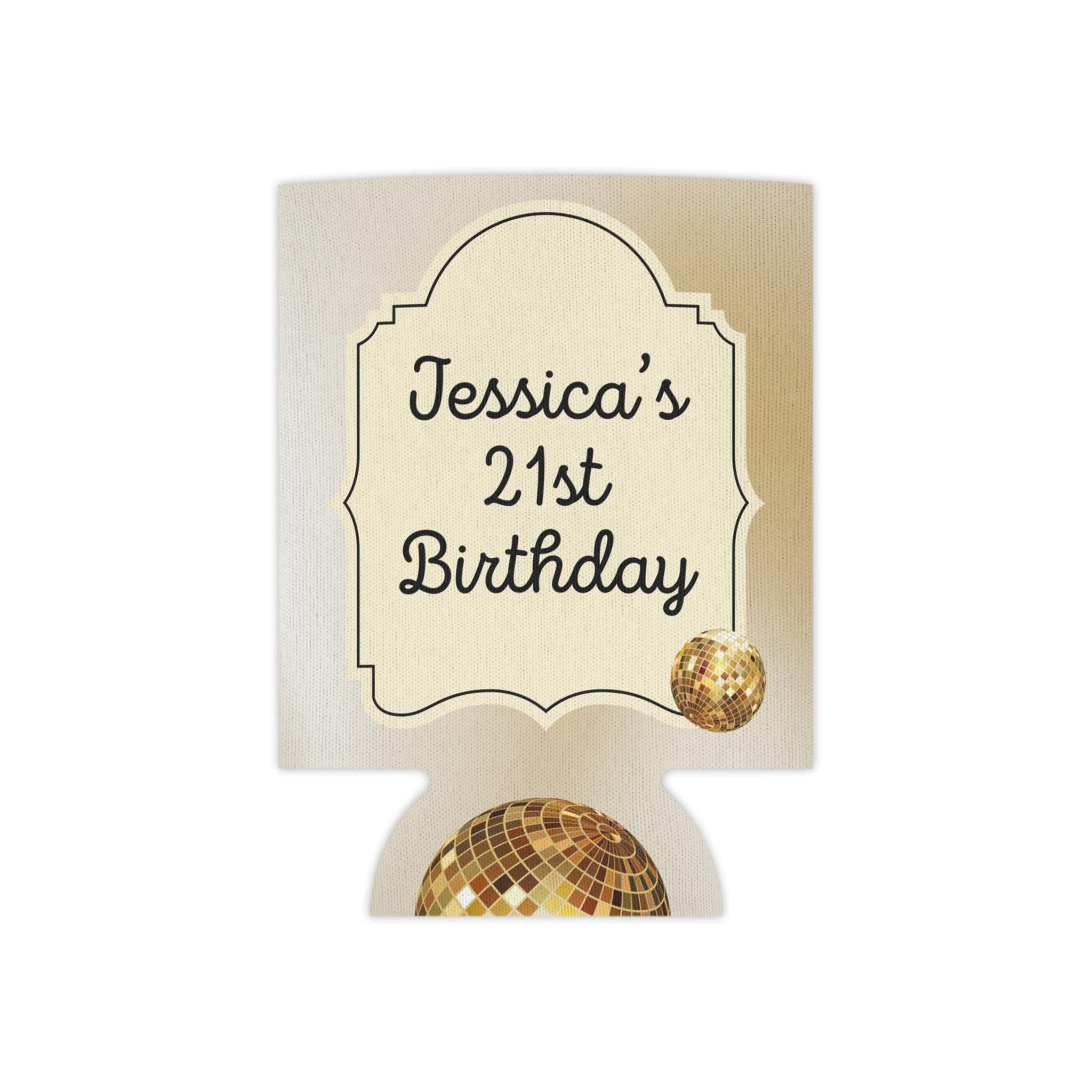 Personalized Finally 21 Can Cooler Rose Gold, Gold, Silver Custom Can Sleeve, Slim and Regular Sizes