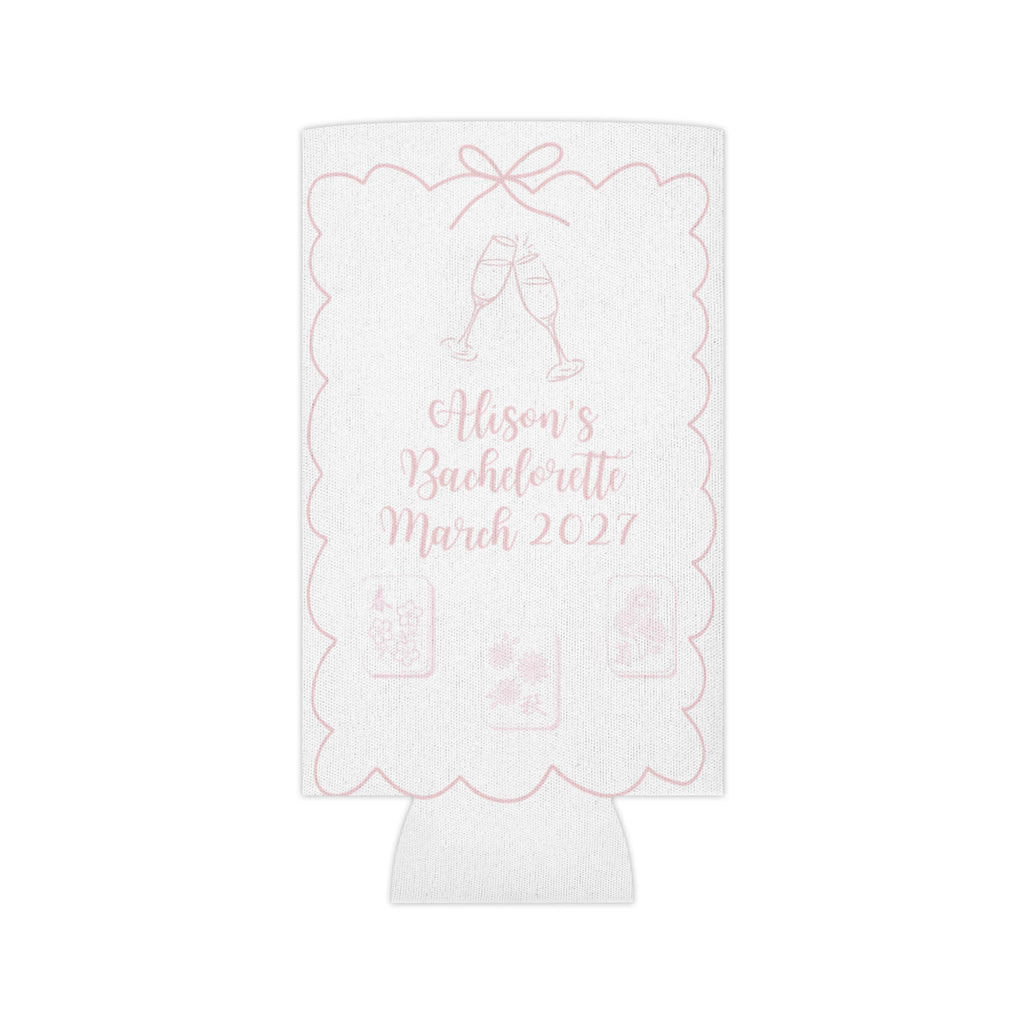 Personalized Mahjong and Mimosas Can Cooler Custom Can Sleeve in Sage Green, Light Pink or Light Blue