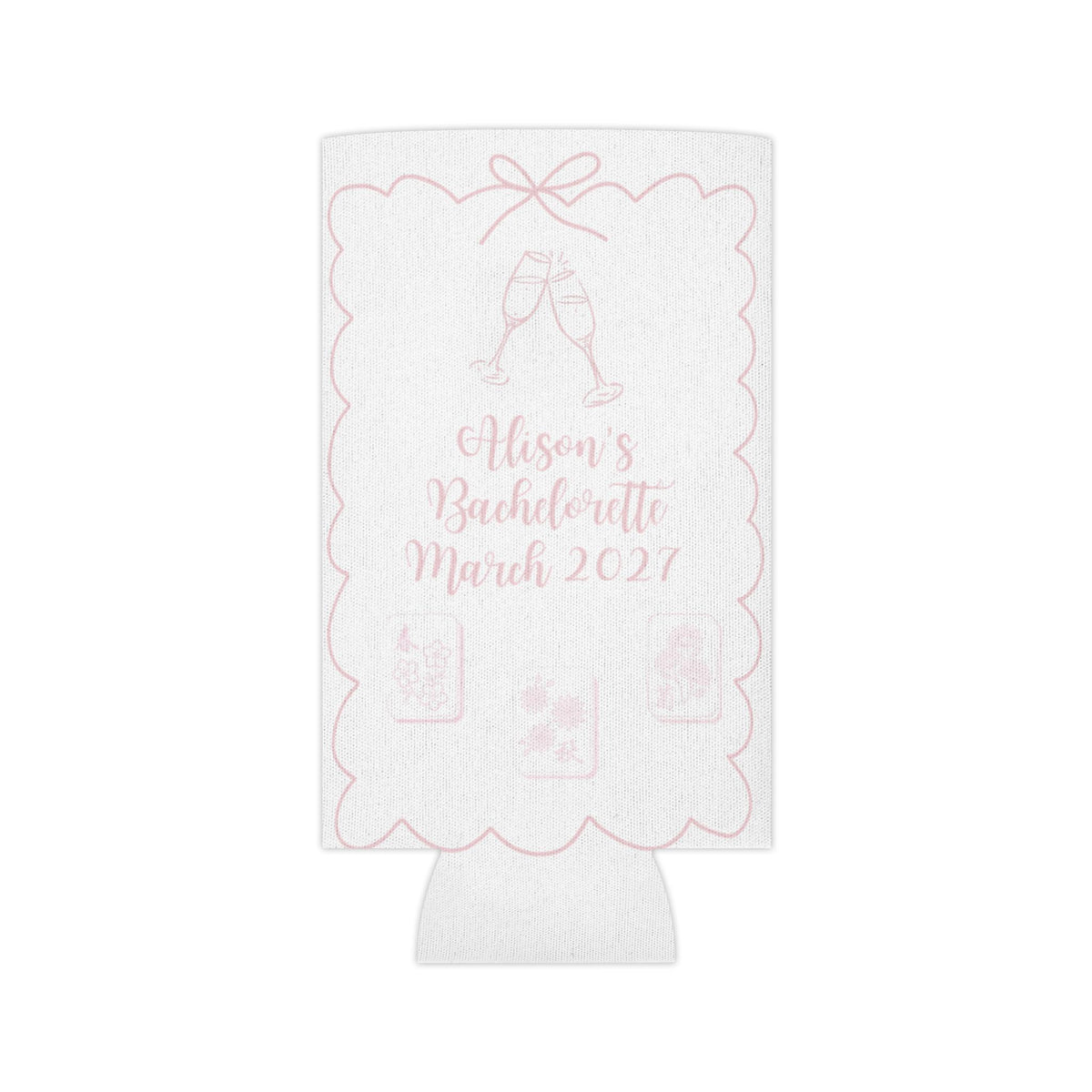 Personalized Mahjong and Mimosas Can Cooler Custom Can Sleeve in Sage Green, Light Pink or Light Blue