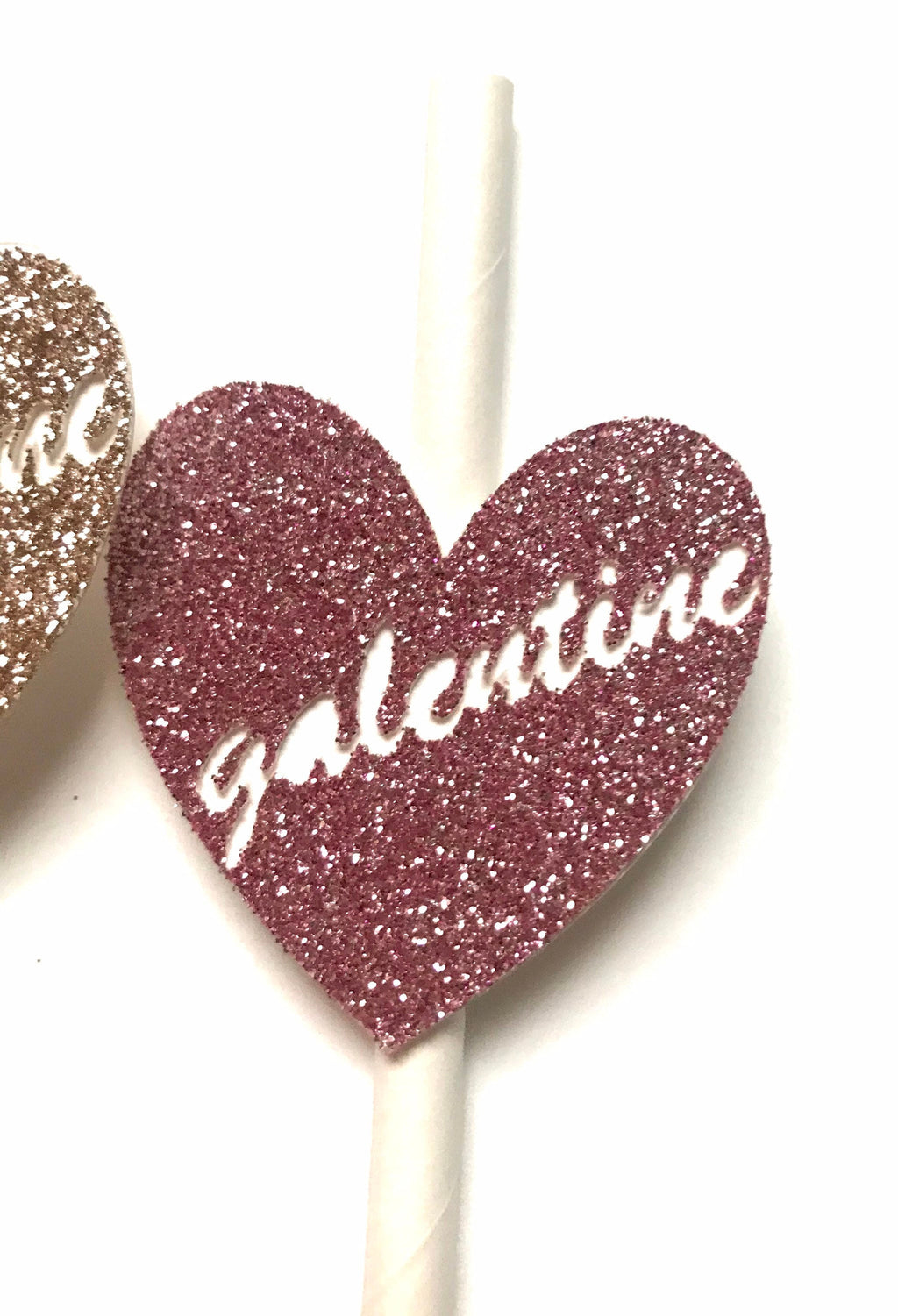 Galentine's Glitter Heart Straws, Set of 12 – Valentine's Party Decor for Brunch & Hot Cocoa Bar
