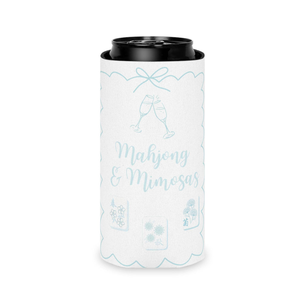 Personalized Mahjong and Mimosas Can Cooler Custom Can Sleeve in Sage Green, Light Pink or Light Blue