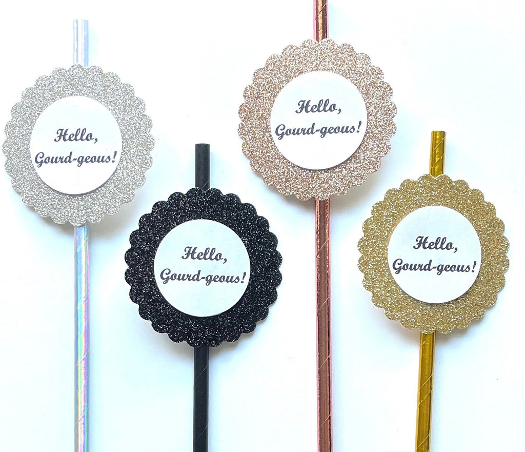 Hello Gourd-geous Fall Thanksgiving Party Decor Paper Straws - Good Life Relax - Set of 12 Straws - Party Favors- Coffee Bar- Tiered Tray
