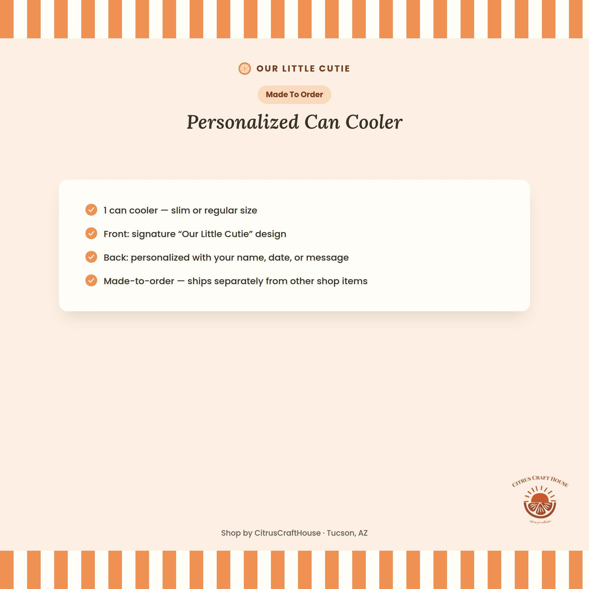 Personalized Our Little Cutie Can Cooler Custom Baby Shower Can Sleeve, Slim and Regular Can Sizes