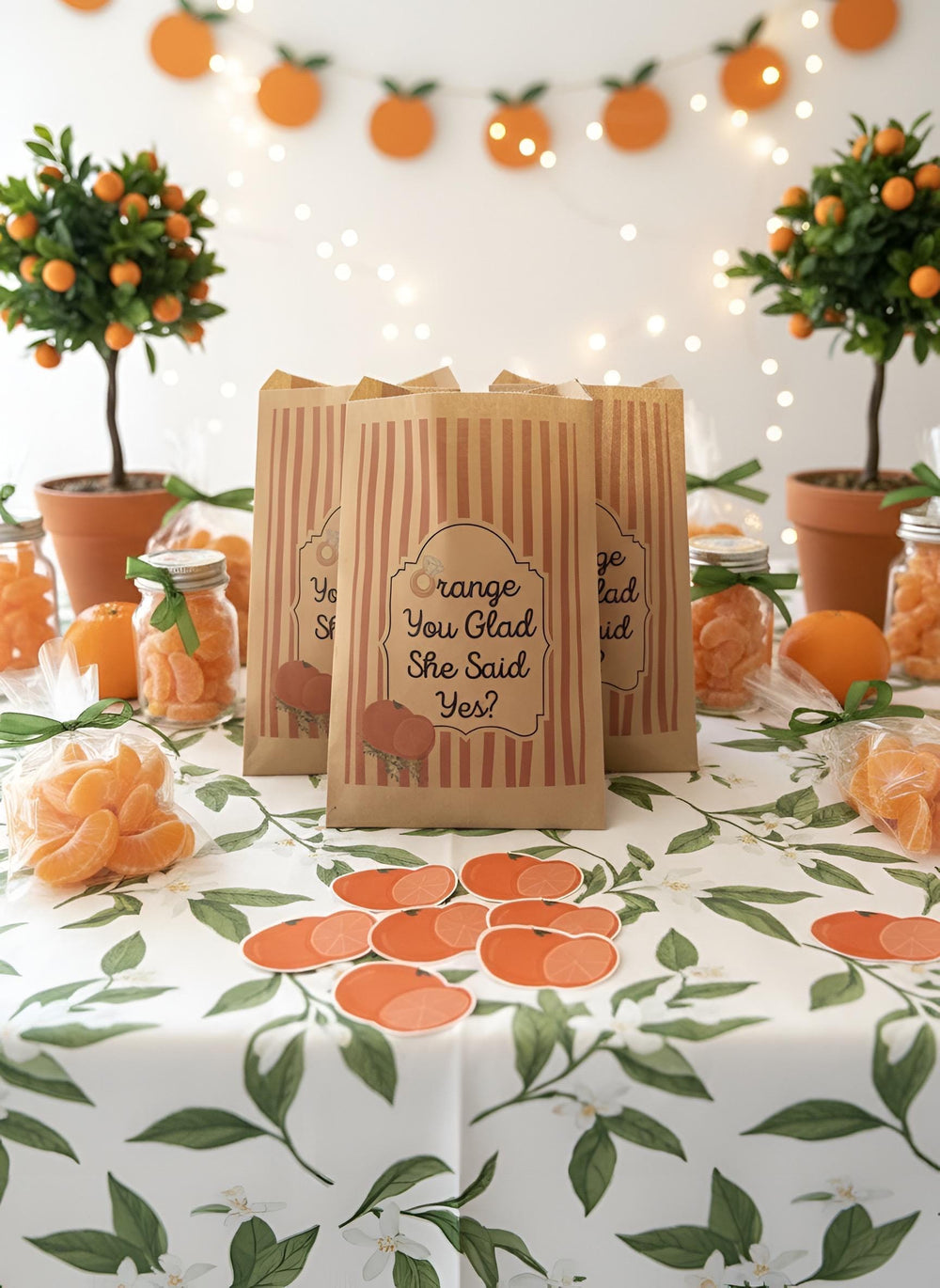 Orange You Glad She Said Yes?Favor Bags, Set of 12 – 6x9 Flat Kraft Paper Bags for Engagement & Bridal Shower Favors