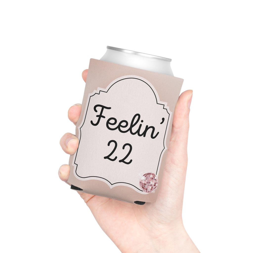 Personalized Feeling 22 Can Cooler Rose Gold, Gold, Silver Custom Can Sleeve, Slim and Regular Sizes