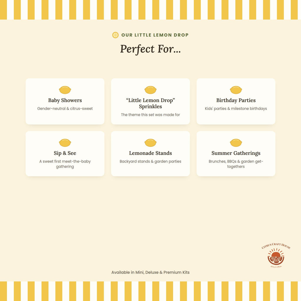 Lemon Paper Straws, Set of 12 – Eco-Friendly Paper Straws for Lemonade Stand, Baby Shower & Bridal Shower