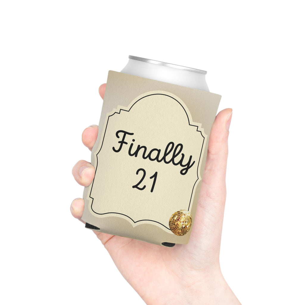 Personalized Finally 21 Can Cooler Rose Gold, Gold, Silver Custom Can Sleeve, Slim and Regular Sizes
