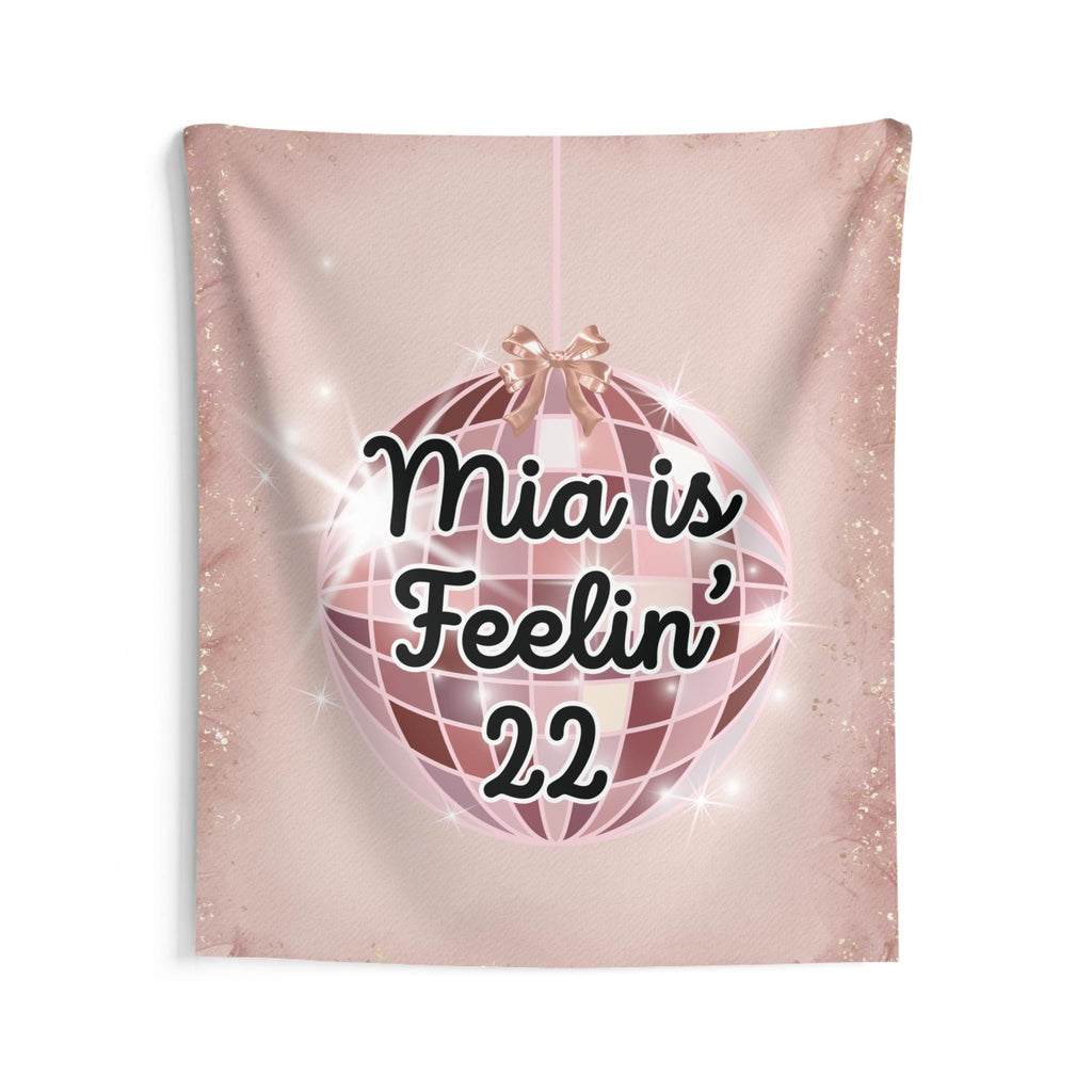Personalized "Feeling 22" Tapestry Banner Rose Gold Polyester Wall Hanging Backdrop, 4 Sizes