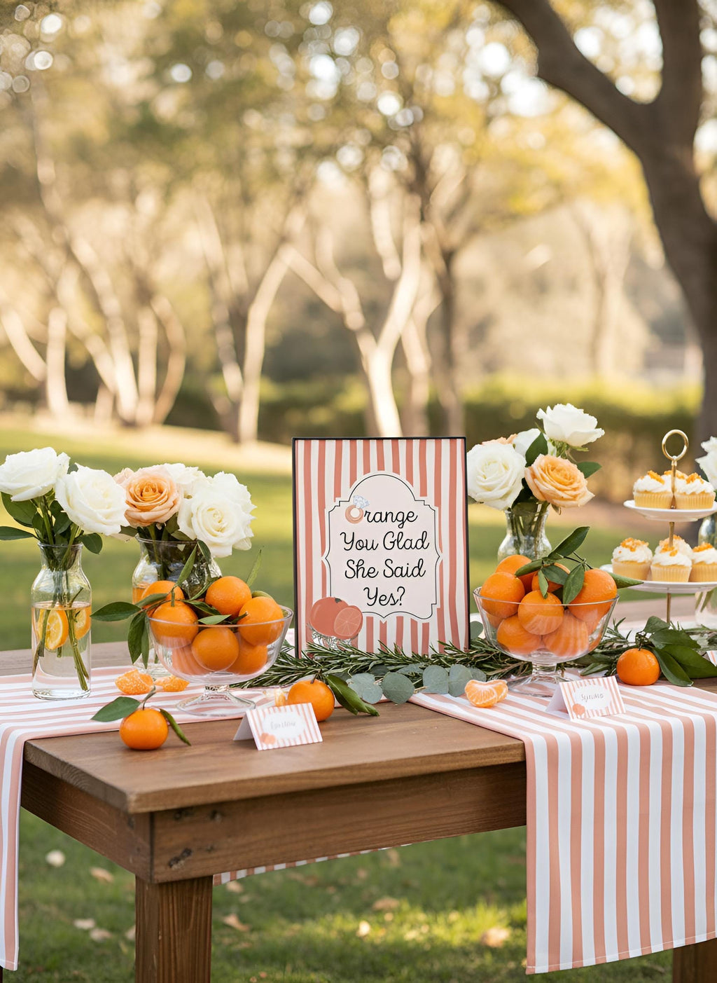 Orange You Glad She Said Yes? Bridal Shower Decor Kit | Clementine Engagement and Bachelorette Party Set | Signs, Favor Bags & More