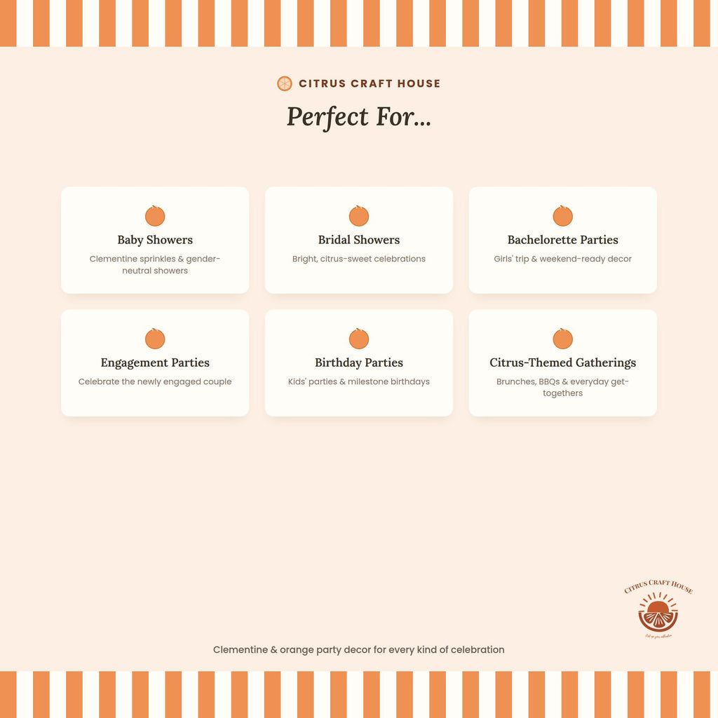 Clementine Paper Straws, Set of 12 – Eco-Friendly Paper Straws for Baby Shower, Birthday & Citrus Party