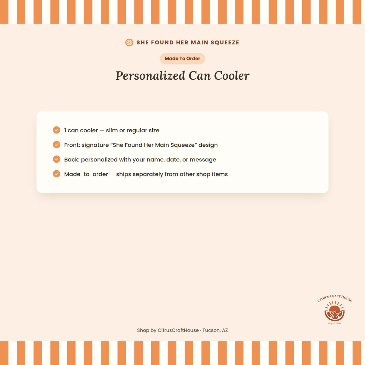 Personalized She Found Her Main Squeeze Can Cooler Custom Bachelorette Can Sleeve, Slim and Regular Can Sizes