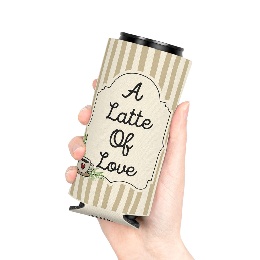 Personalized A Latte of Love Can Cooler Custom Bachelorette Bridal Can Sleeve Slim and Regular Can Sizes