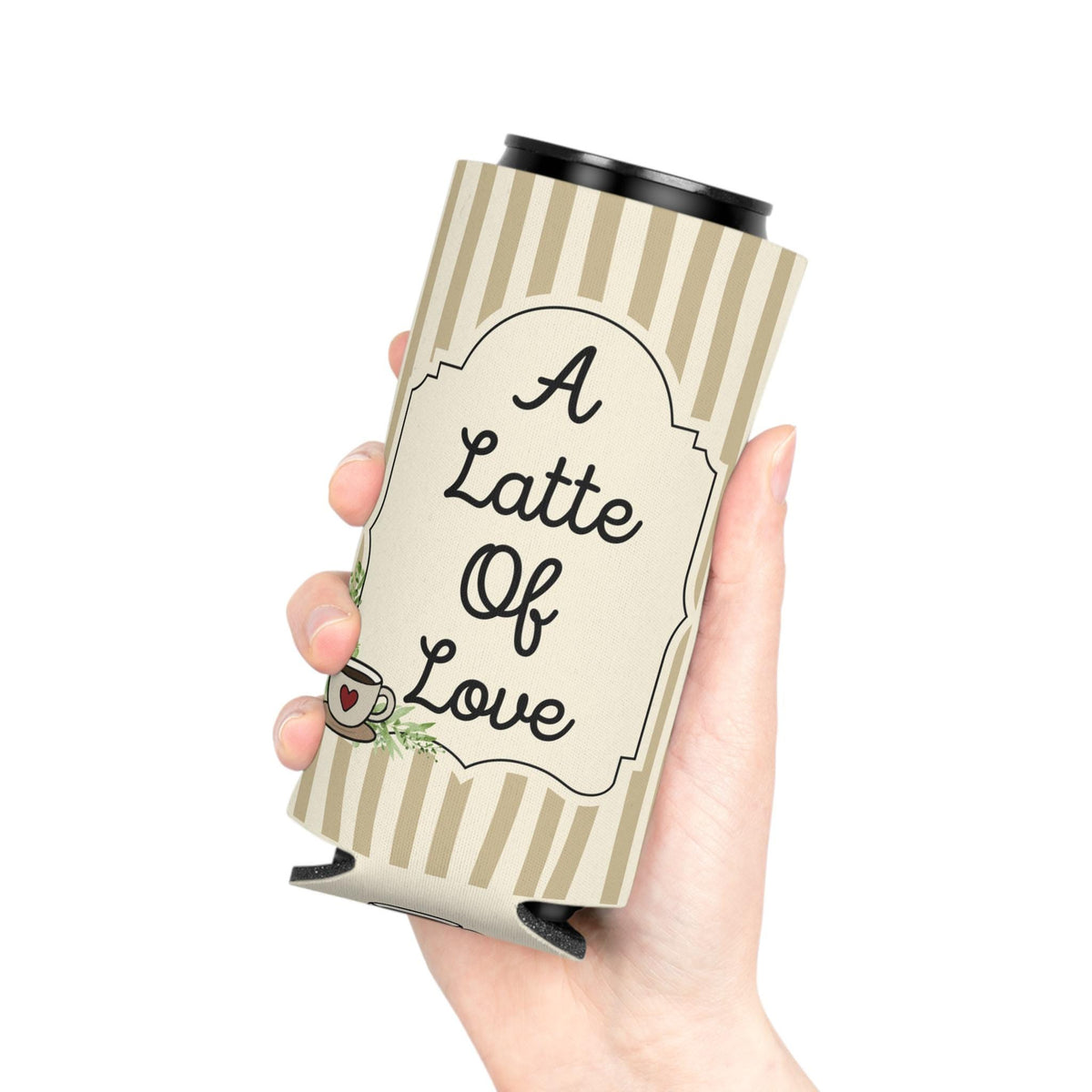 Personalized A Latte of Love Can Cooler Custom Bachelorette Bridal Can Sleeve Slim and Regular Can Sizes
