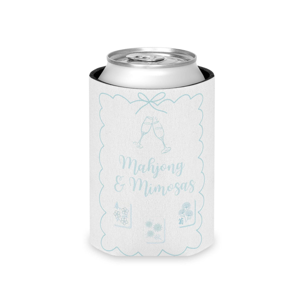 Personalized Mahjong and Mimosas Can Cooler Custom Can Sleeve in Sage Green, Light Pink or Light Blue