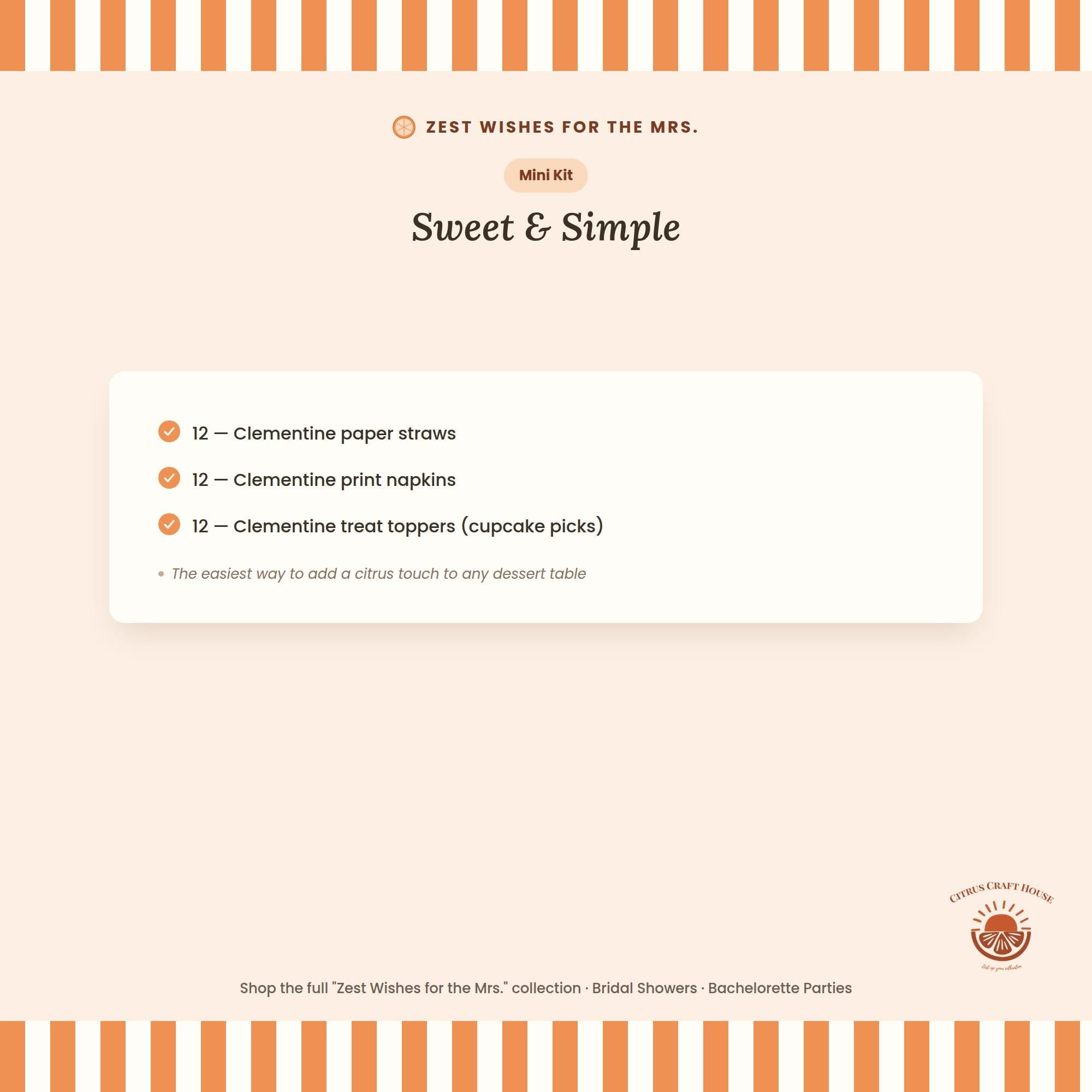 Zest Wishes for the Mrs. Bridal Shower Decor Kit | Clementine Orange Bachelorette Party Set | Signs, Balloons, Favor Bags & More