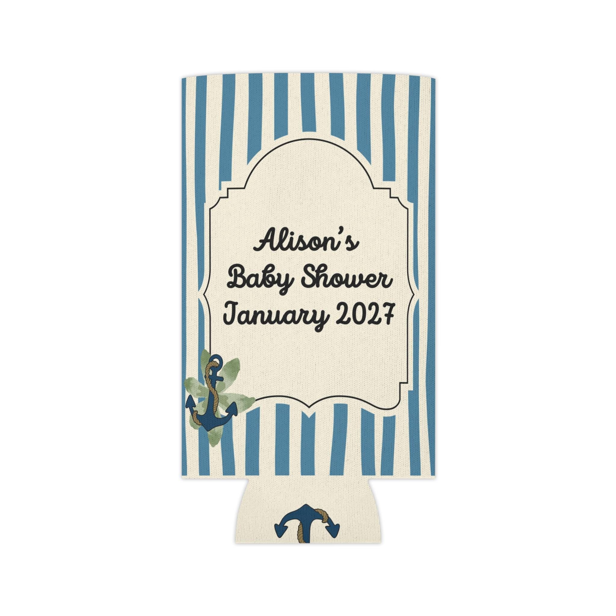 Personalized Ship Happens Can Cooler  Custom Baby Shower Can Sleeve, Slim and Regular Can Sizes