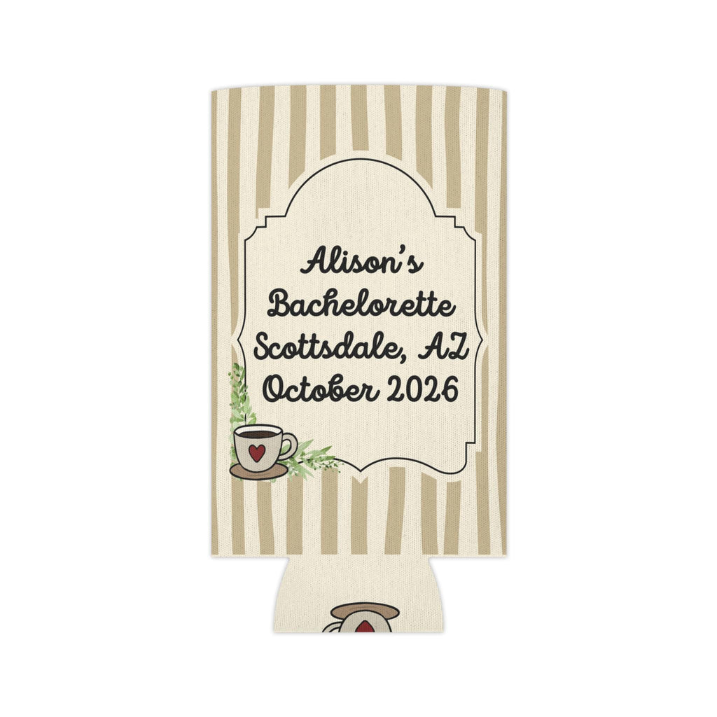 Personalized Love is Brewing Can Cooler Custom Bachelorette Bridal Can Sleeve Slim and Regular Can Sizes