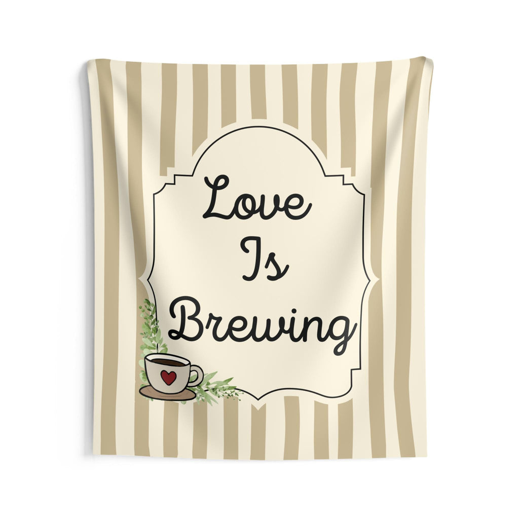 Personalized Love is Brewing Tapestry Banner Polyester Wall Hanging Backdrop, 4 Sizes for Engagement & Bridal Shower