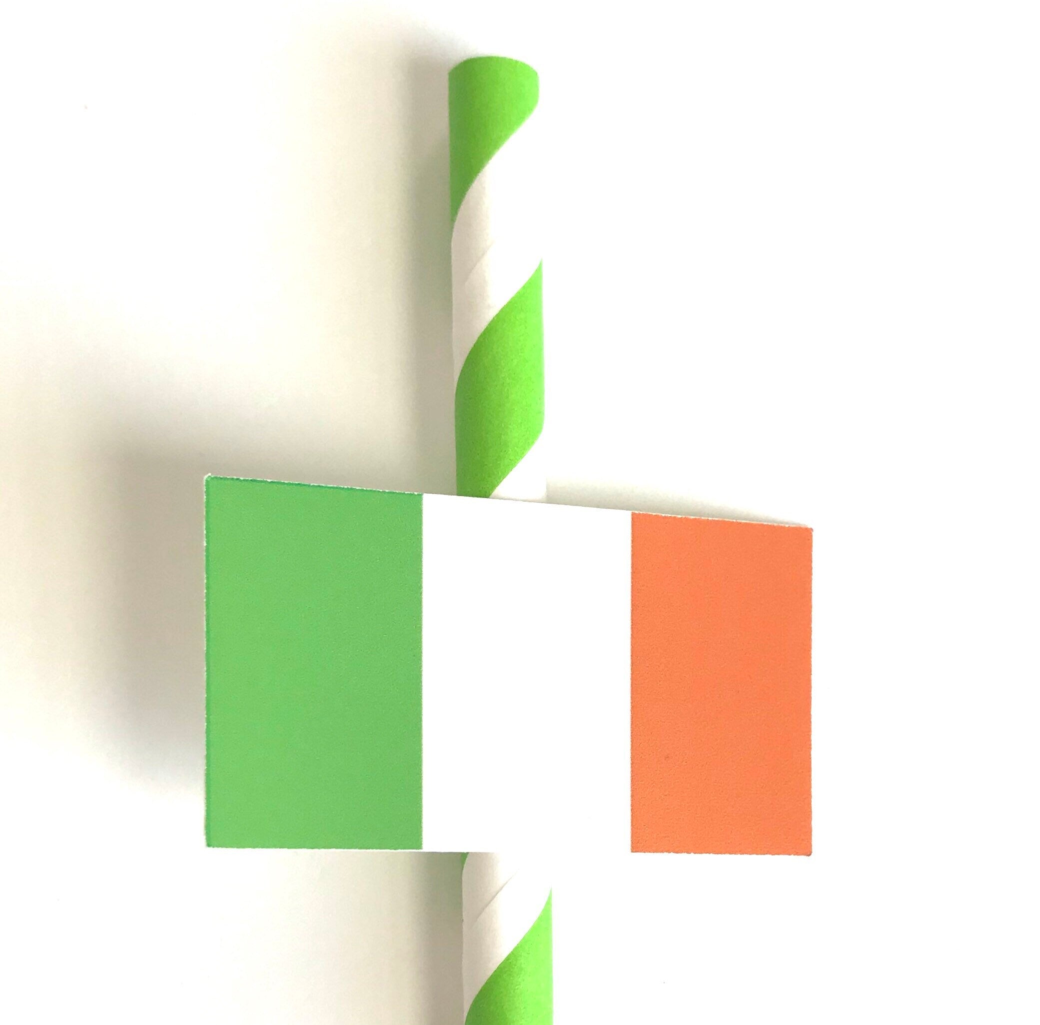 Irish Flag Paper Straws, Set of 12 – St. Patrick's Day Party Decor & Cocktail Stirrers