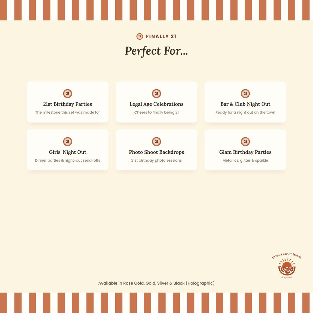 Finally 21 Favor Bags, Set of 12 – 6x9 Flat Kraft Paper Bags for Birthday Favors & Treats