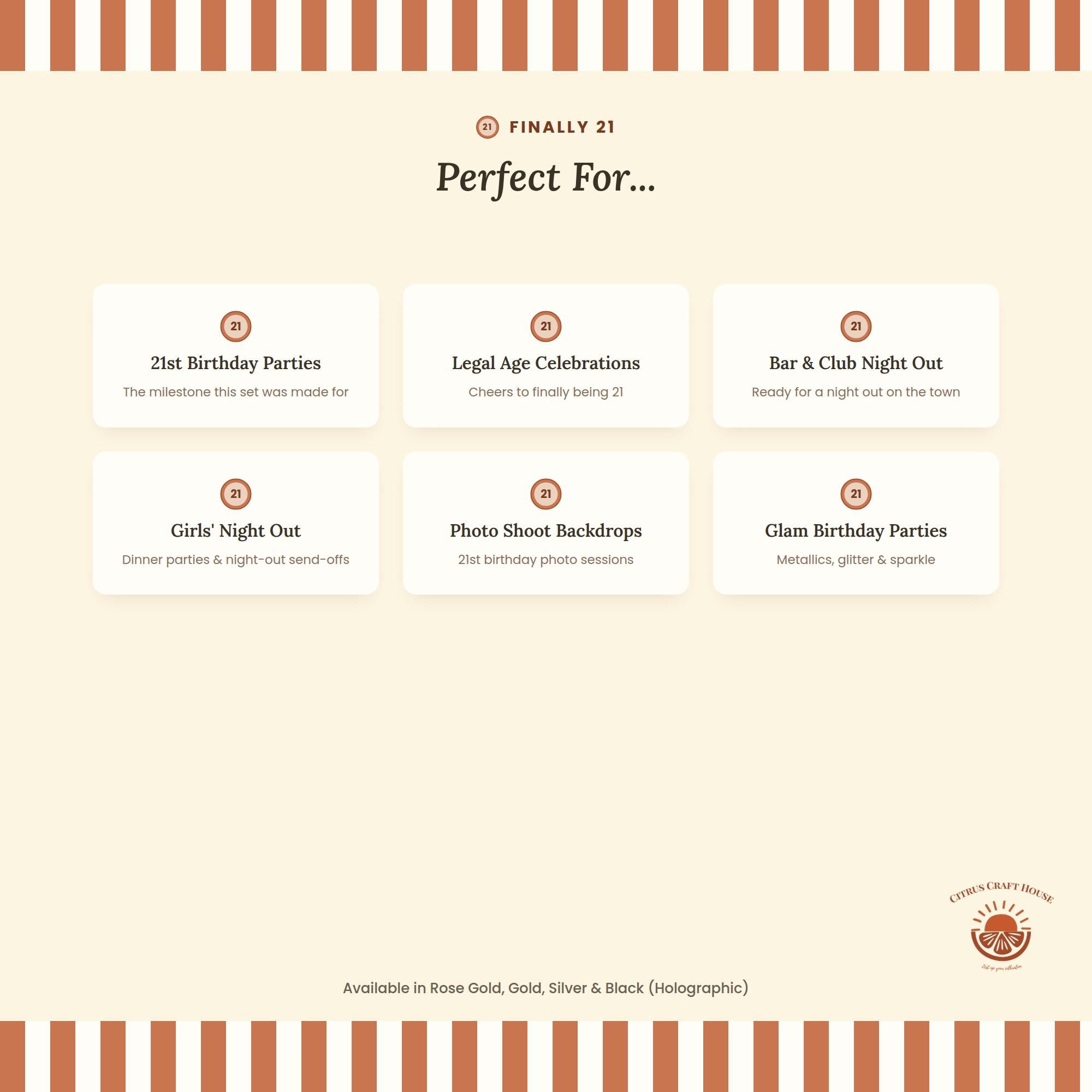 Finally 21 Favor Bags, Set of 12 – 6x9 Flat Kraft Paper Bags for Birthday Favors & Treats