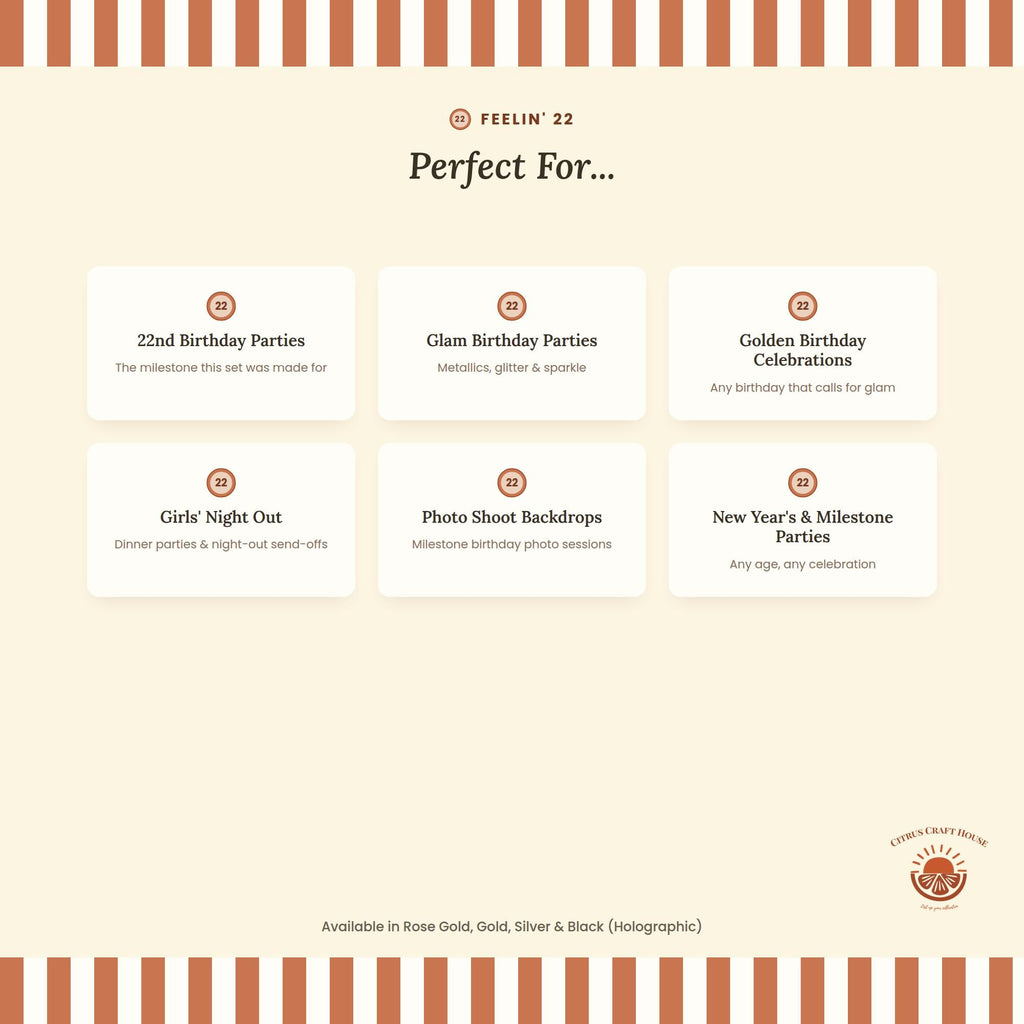 Feeling 22 Stickers, Set of 12 – Die-Cut Stickers for Favor Bags, Party Favors & Table Scatter