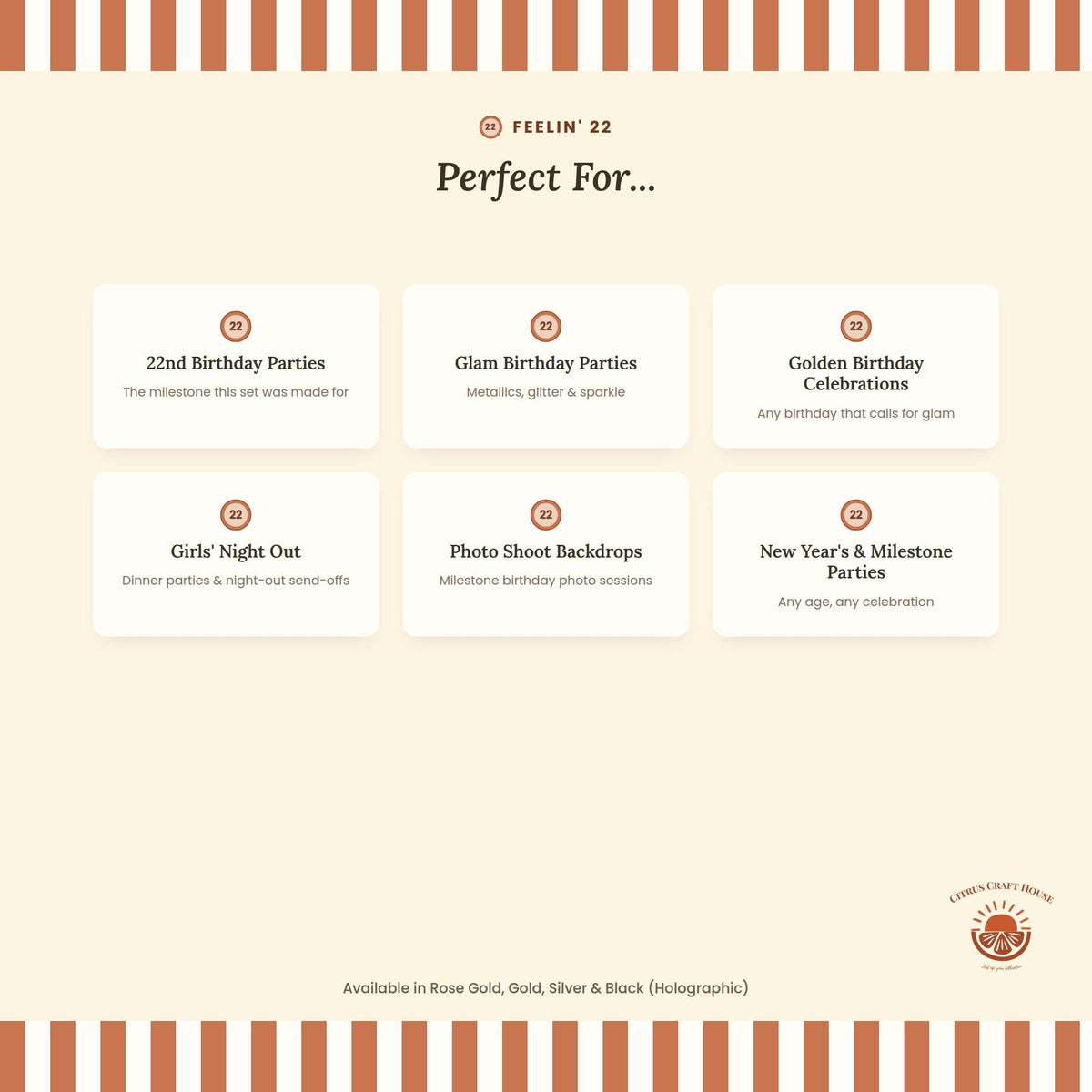 Feeling 22 Stickers, Set of 12 – Die-Cut Stickers for Favor Bags, Party Favors & Table Scatter