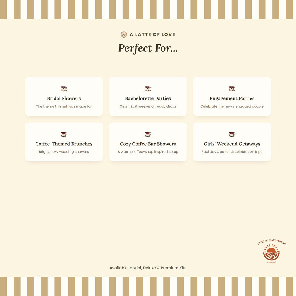 A Latte of Love Favor Bags, Set of 12 – 6x9 Flat Kraft Paper Bags for Bridal Shower & Bachelorette Favors