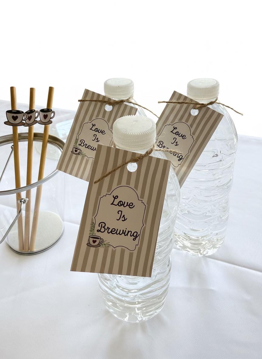 Love Is Brewing Bridal Shower Decor Kit | Coffee Themed Bachelorette Party Set | Signs, Balloons, Favor Bags & More