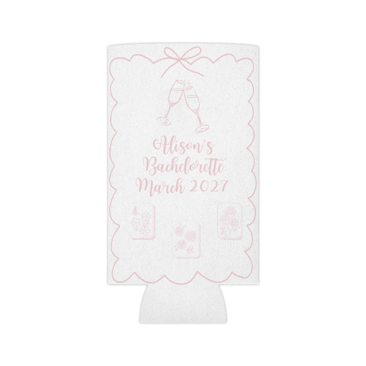 Personalized Mahjong and Matrimony Can Cooler Custom Can Sleeve in Sage Green, Light Pink or Light Blue